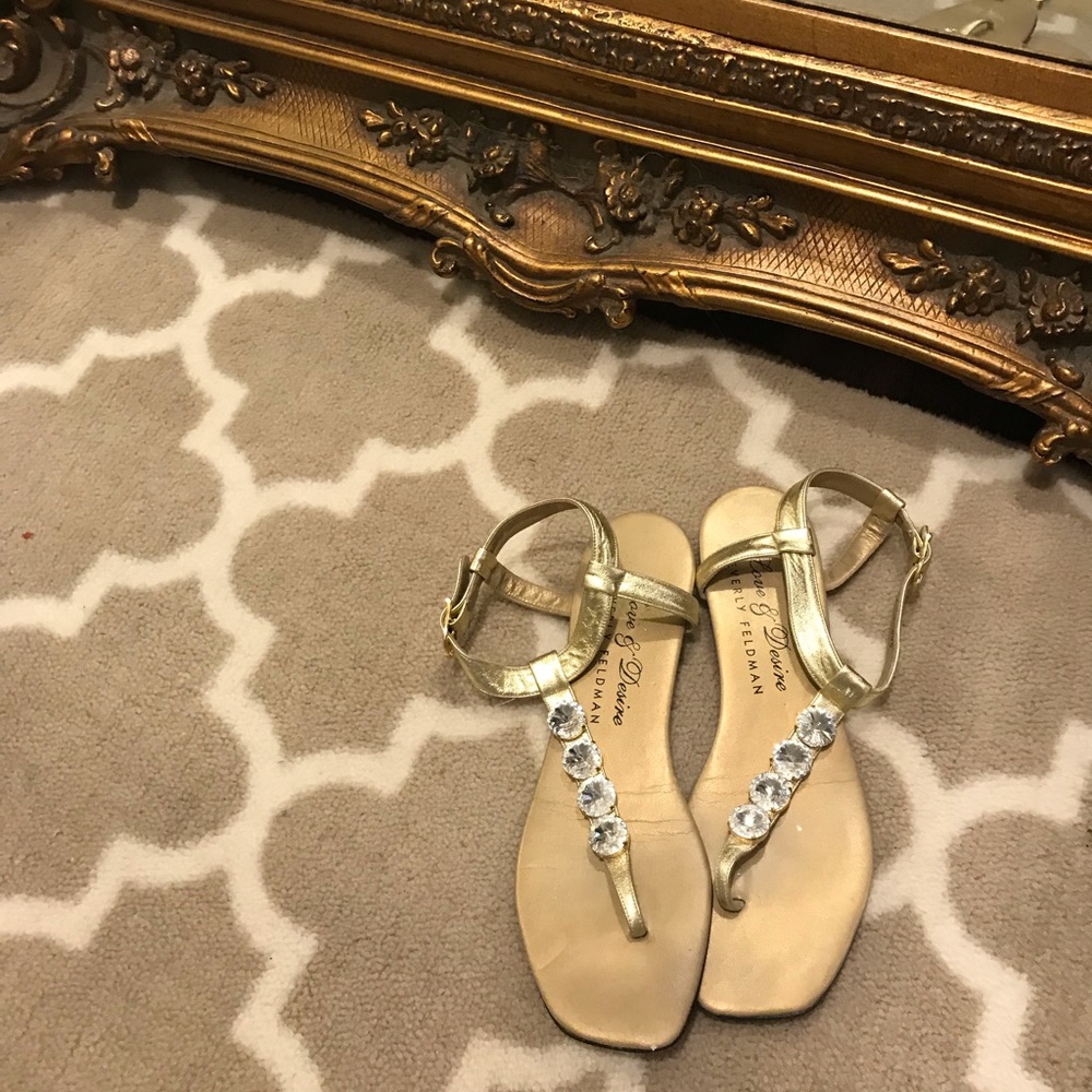 Metallic Gold Jewel Evening Sandals Love & Desire